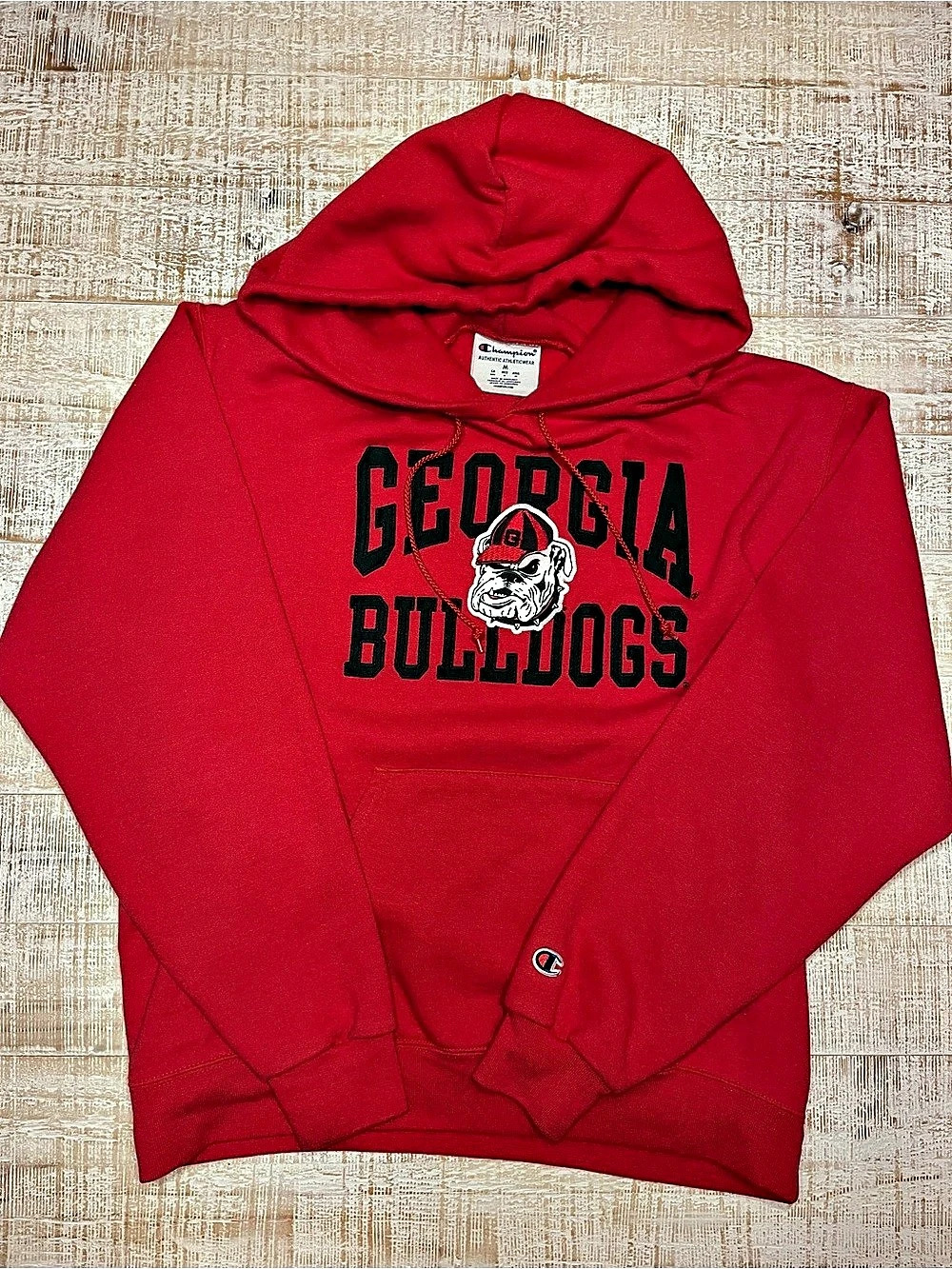 Champion Georgia Bulldogs Arch Over Logo Pullover Hoodie Size Medium